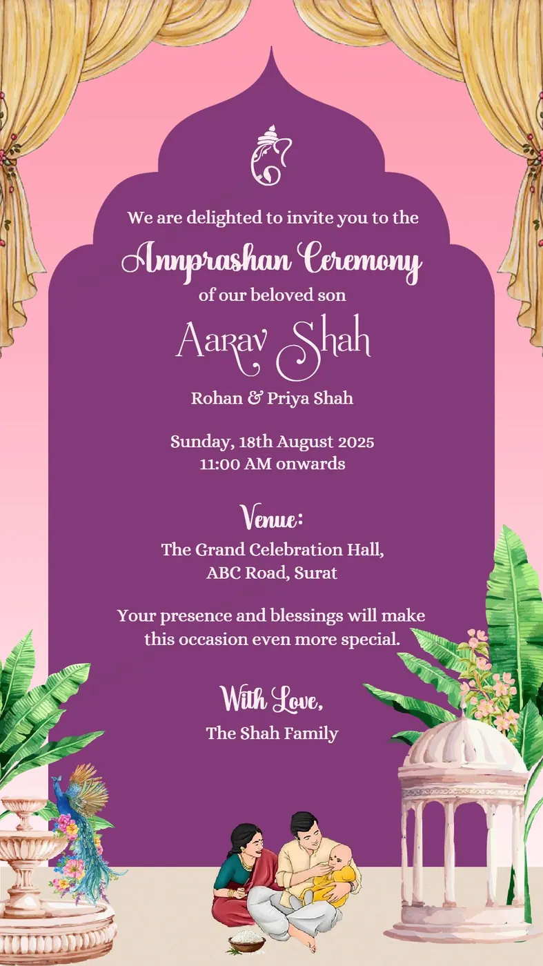 Annaprashan Ceremony — Annaprashan invitation design, Pan-Indian
