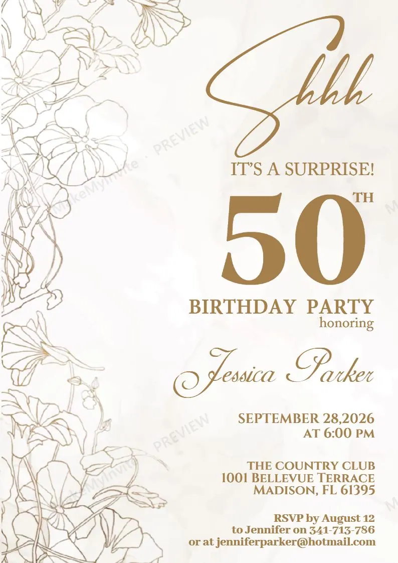 Surprise Fifty — Birthday invitation design, Pan-Indian
