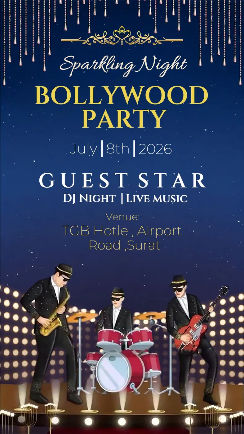 Bollywood Party — Party invitation design, Pan-Indian