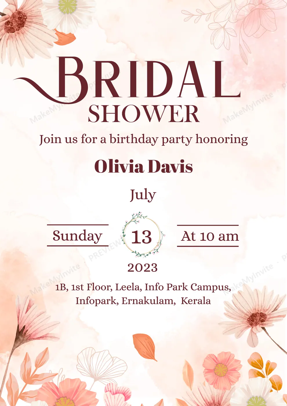 Bridal Shower Party Floral — Bridal shower invitation design, Pan-Indian