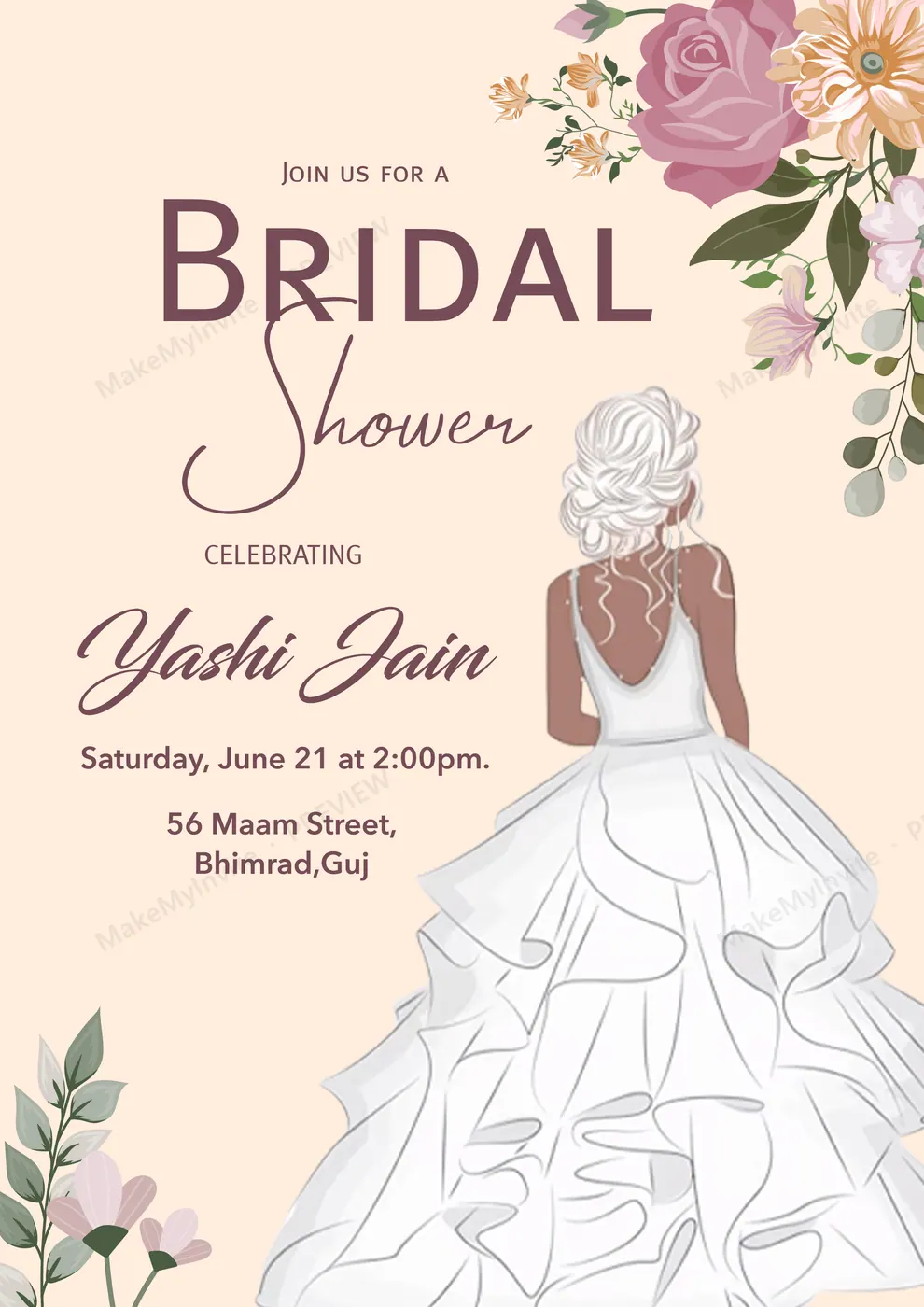 Bride To Be Digital III — Bridal shower invitation design, Pan-Indian