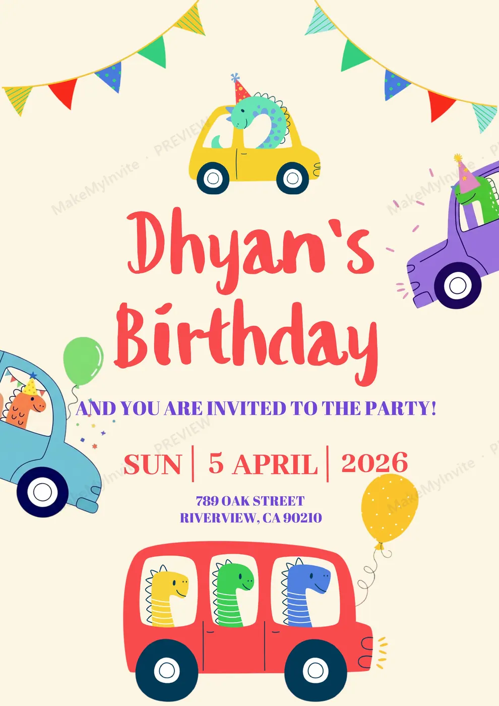 Car Birthday Poster — Birthday invitation design, Pan-Indian
