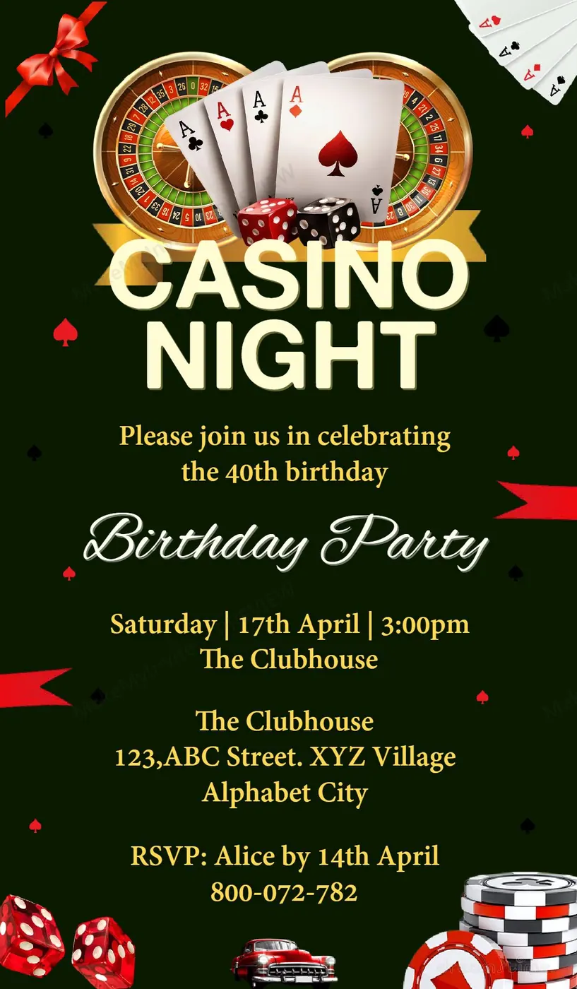 Casino Party (1) — Party invitation design, Pan-Indian