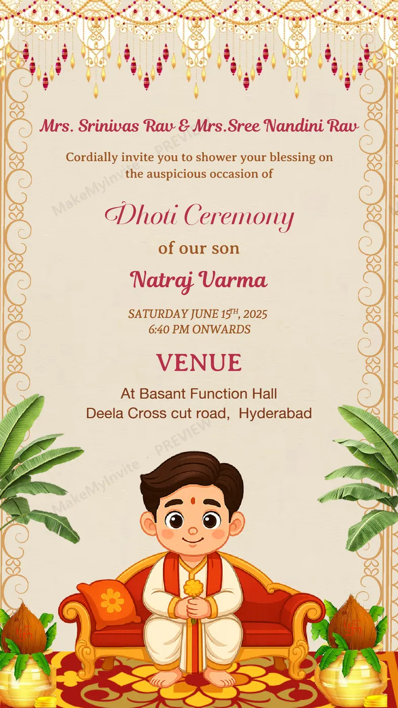 Dhoti Ceremony 3 — Dhoti ceremony invitation design, Pan-Indian