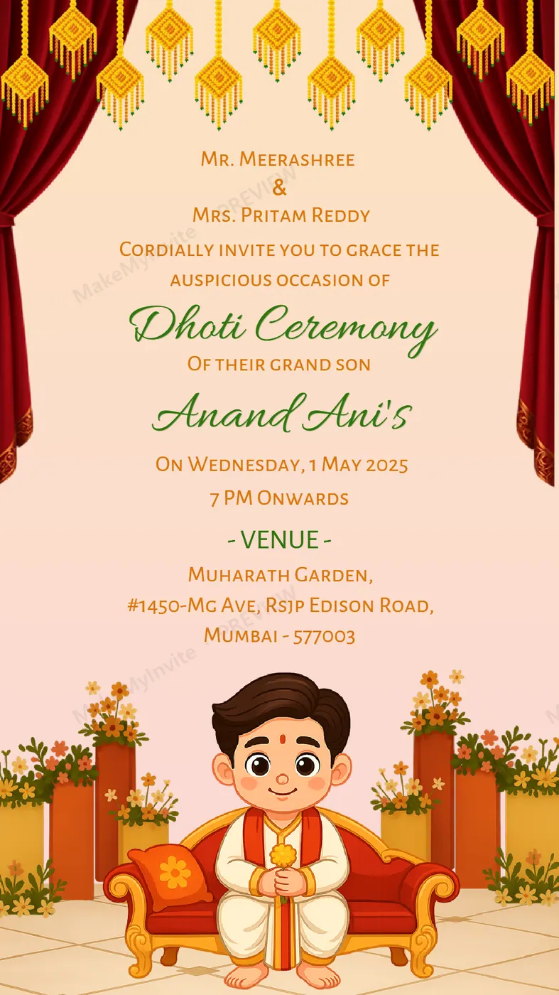 Dhoti Ceremony III — Dhoti ceremony invitation design, Pan-Indian