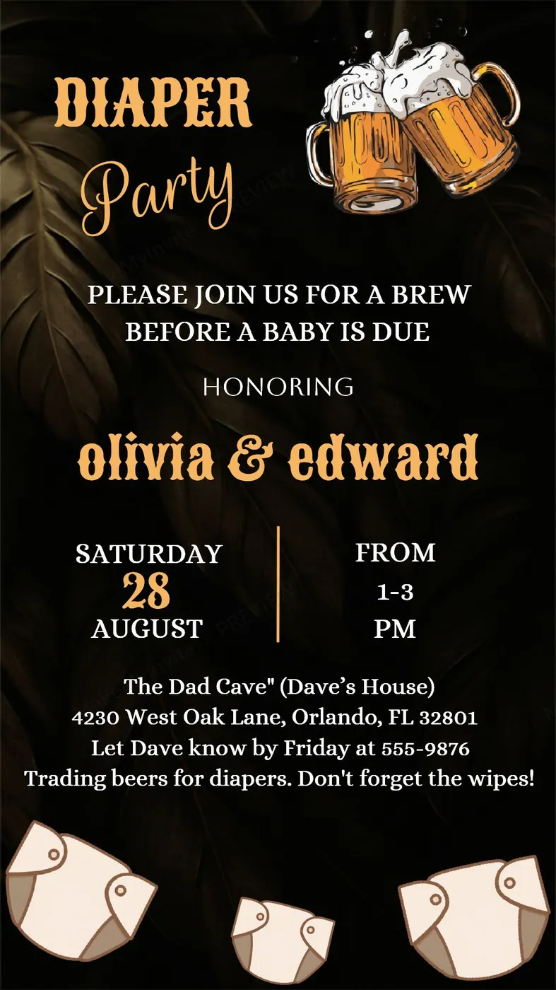 Diaper Party — Party invitation design, Pan-Indian