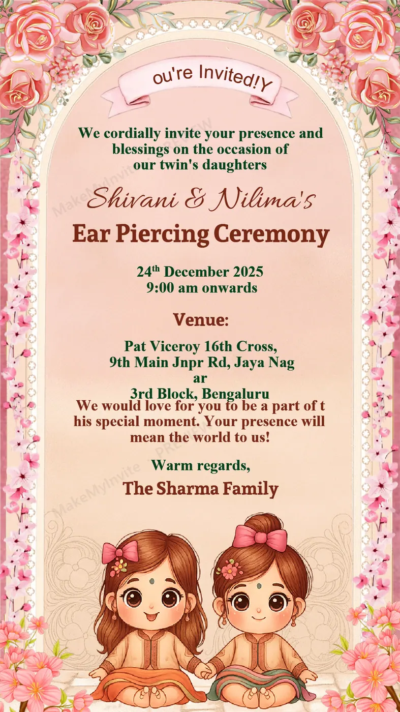 Ear Piercing Ceremony III 4 — Ear piercing invitation design, Pan-Indian
