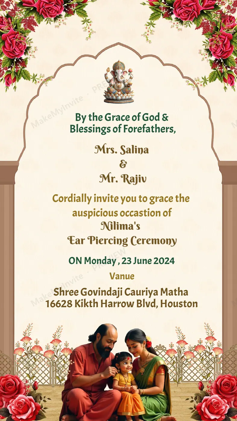 Ear Piercing Ceremony III — Ear piercing invitation design, Pan-Indian