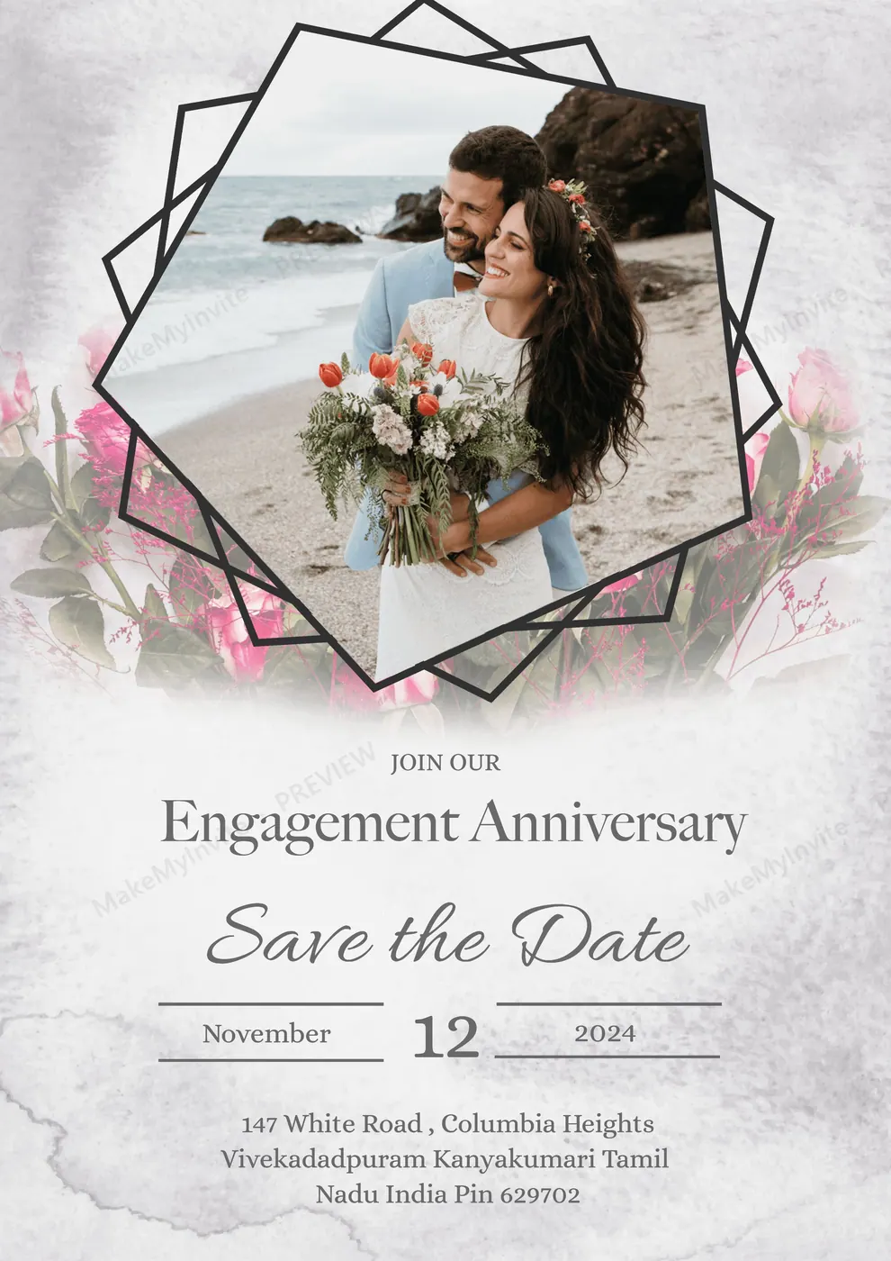 Engagement Anniversary — Anniversary invitation design, Pan-Indian