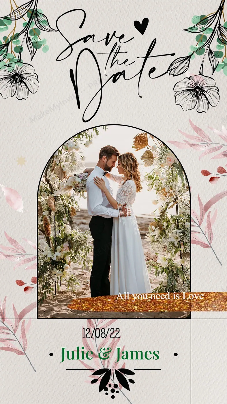 Free Pre Instagram Story — Save the date invitation design, Pan-Indian