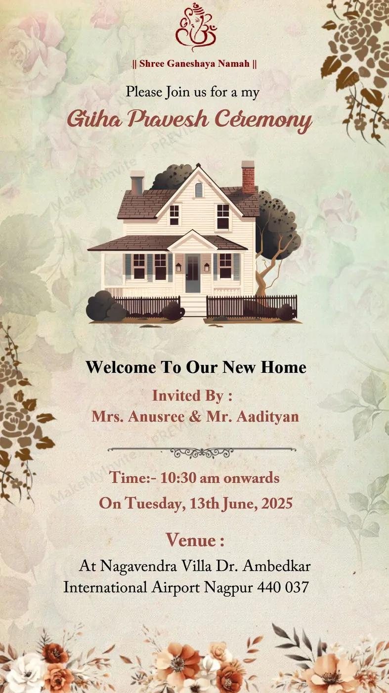 Griha Pravesh Ceremony — Griha pravesh invitation design, Pan-Indian