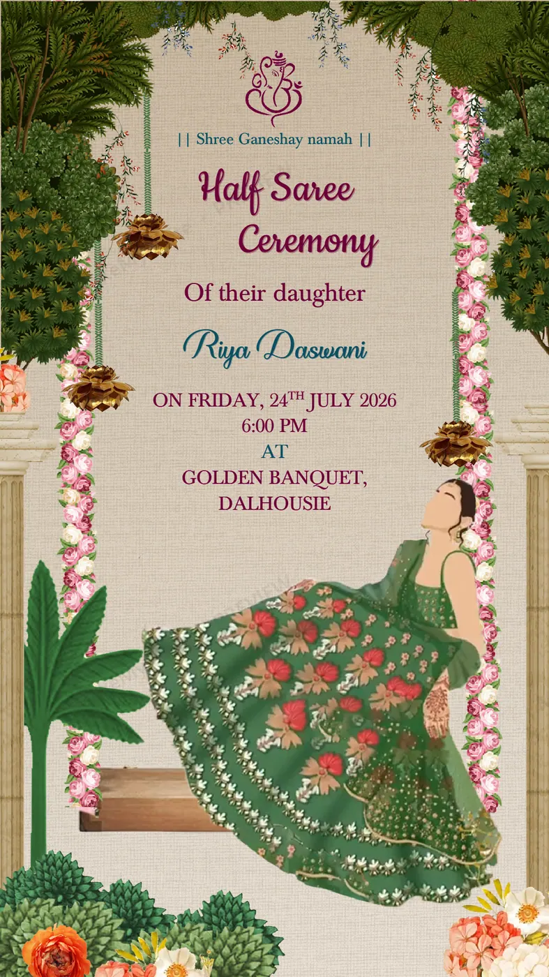 Half Saree Ceremony II — Half saree invitation design, Pan-Indian