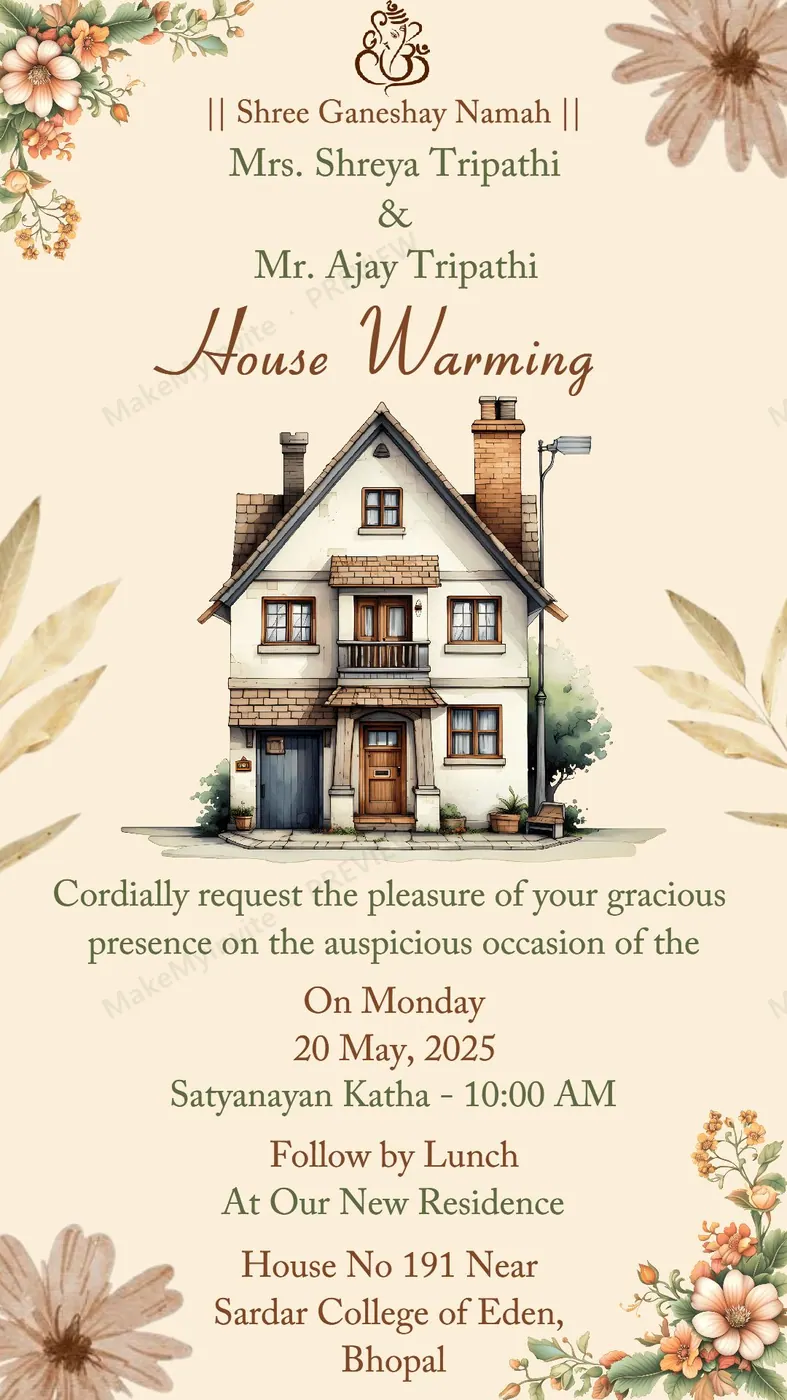 House Warming II — Griha pravesh invitation design, Pan-Indian
