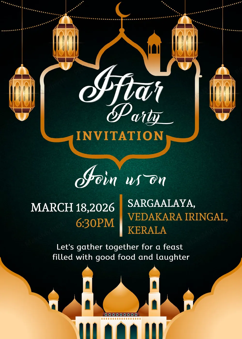 Iftar Party — Party invitation design, Pan-Indian