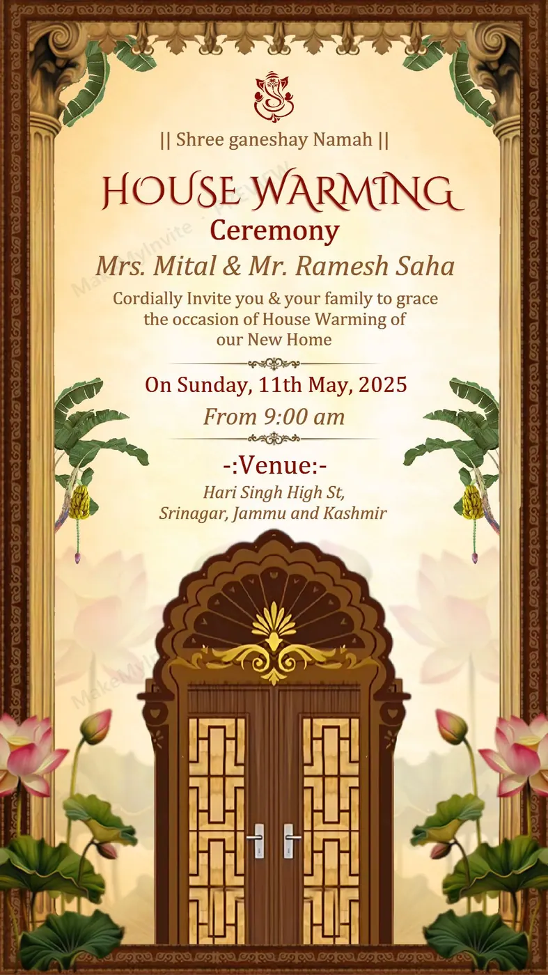 Indian House Warming II — Griha pravesh invitation design, Pan-Indian