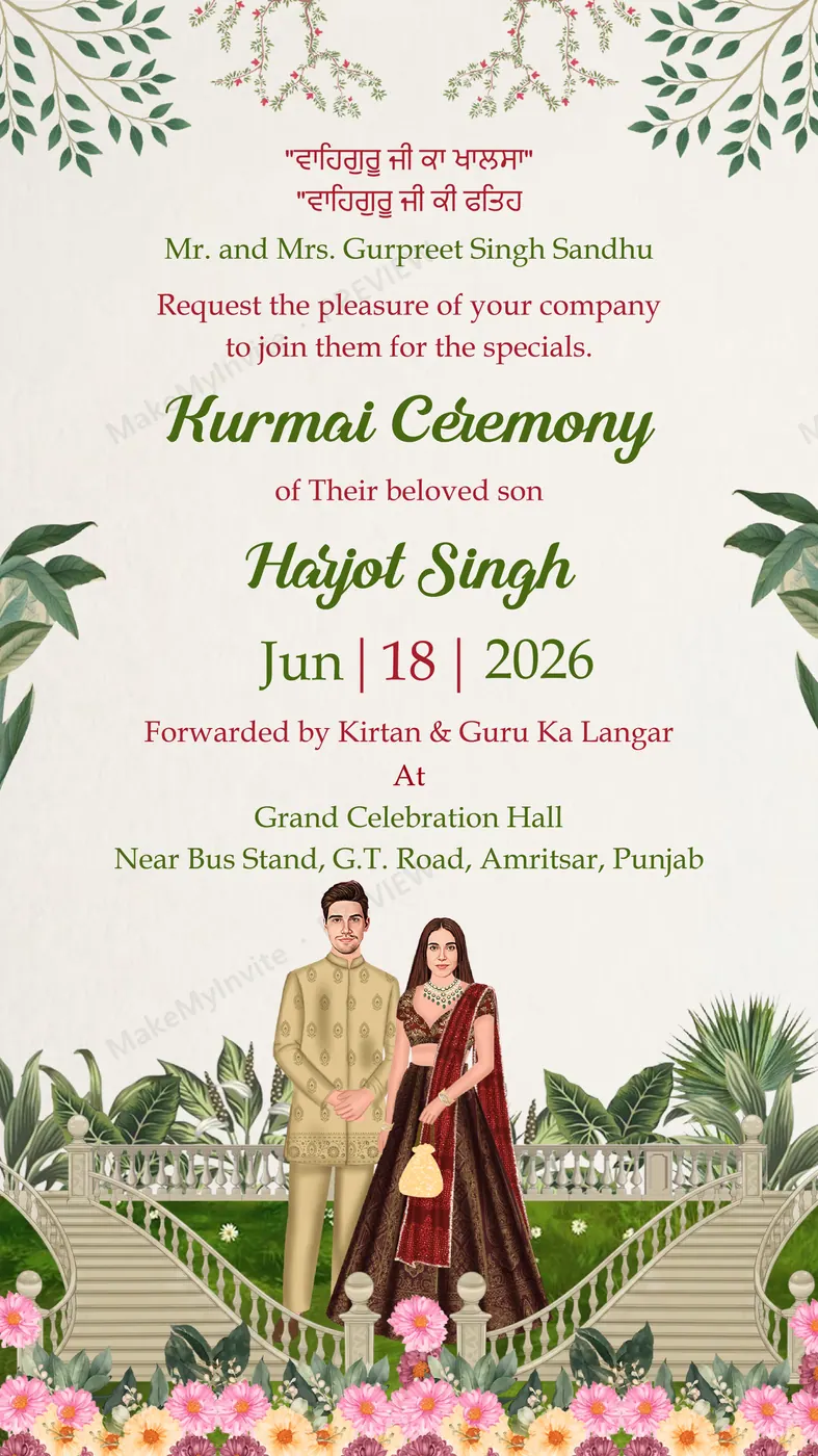 Kurmai English — Engagement invitation design, Pan-Indian