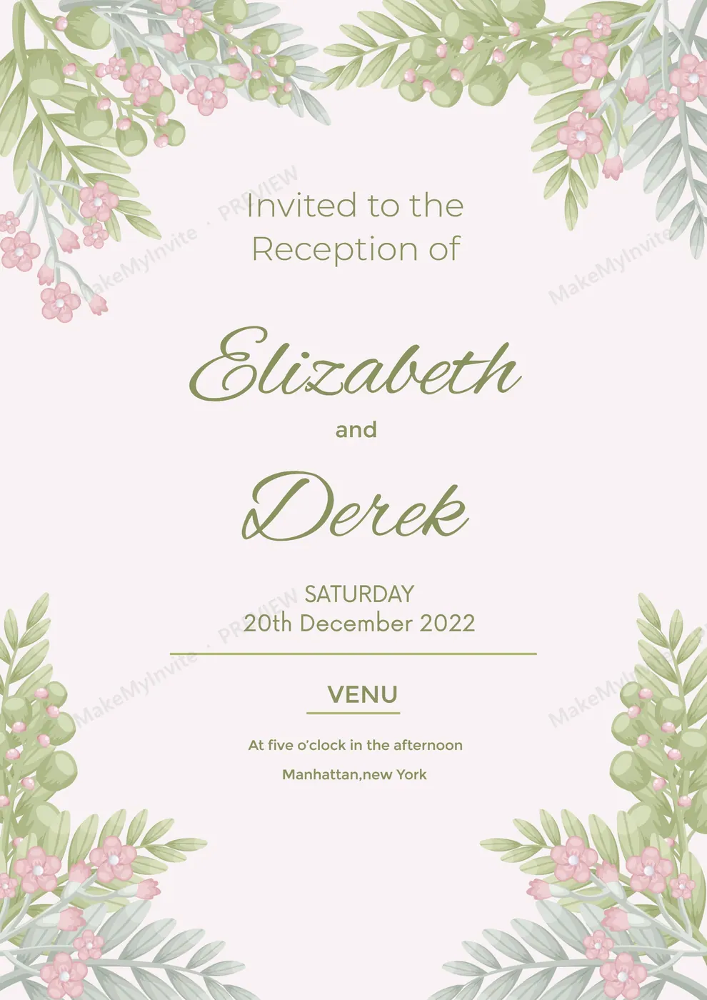 Lavender Blush Simple — Reception invitation design, Pan-Indian