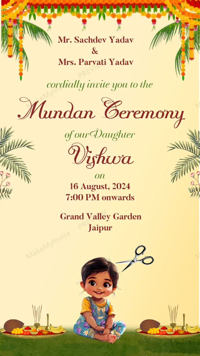Mundan Ceremony 2 II — Mundan invitation design, Pan-Indian