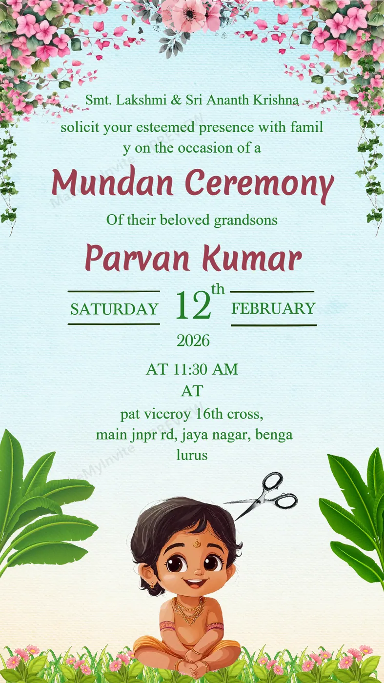 Mundan Ceremony II — Mundan invitation design, Pan-Indian