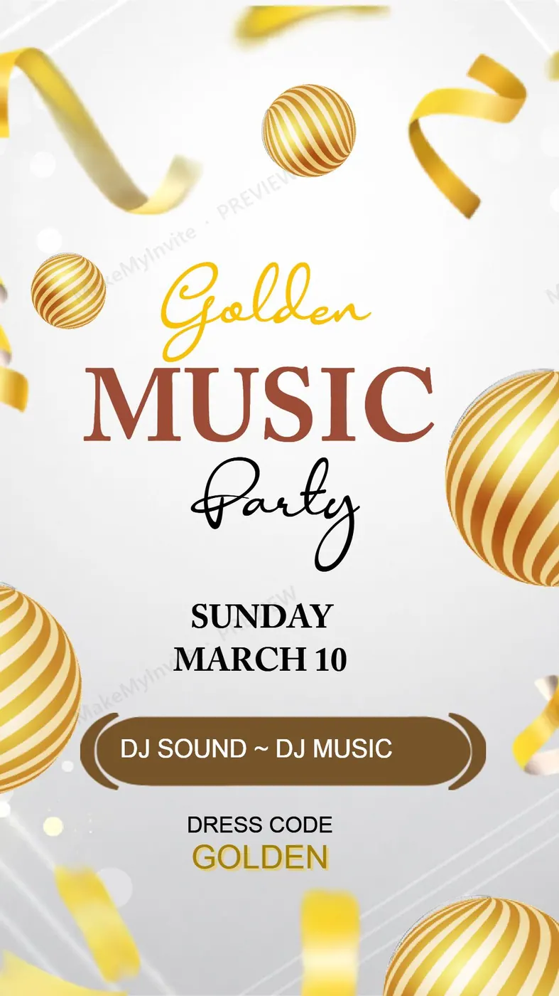 Golden Music — Party invitation design, Pan-Indian