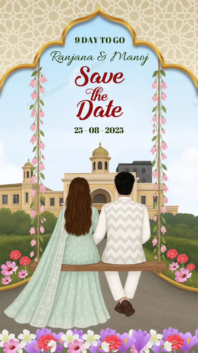 Pastel Couple Save Date — Save the date invitation design, Pan-Indian