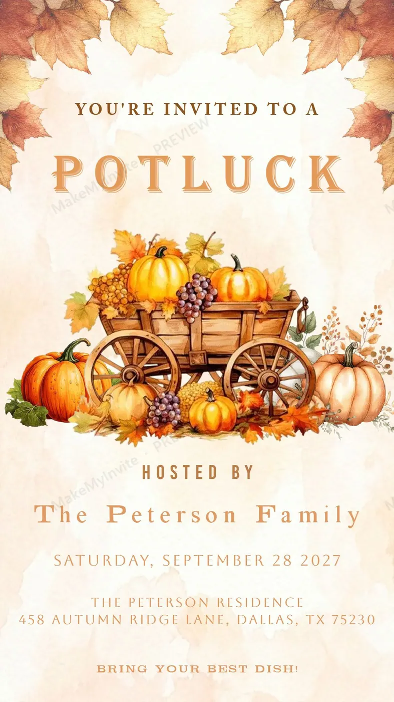 Potluck Party — Party invitation design, Pan-Indian