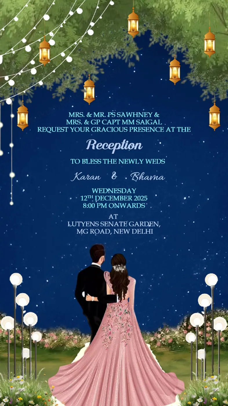 Fairy Light Garden — Reception invitation design, Pan-Indian