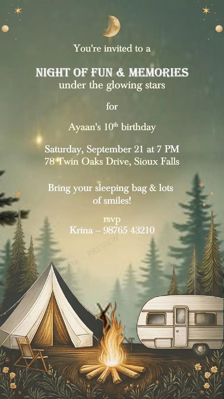 Sleepover Party II — Party invitation design, Pan-Indian