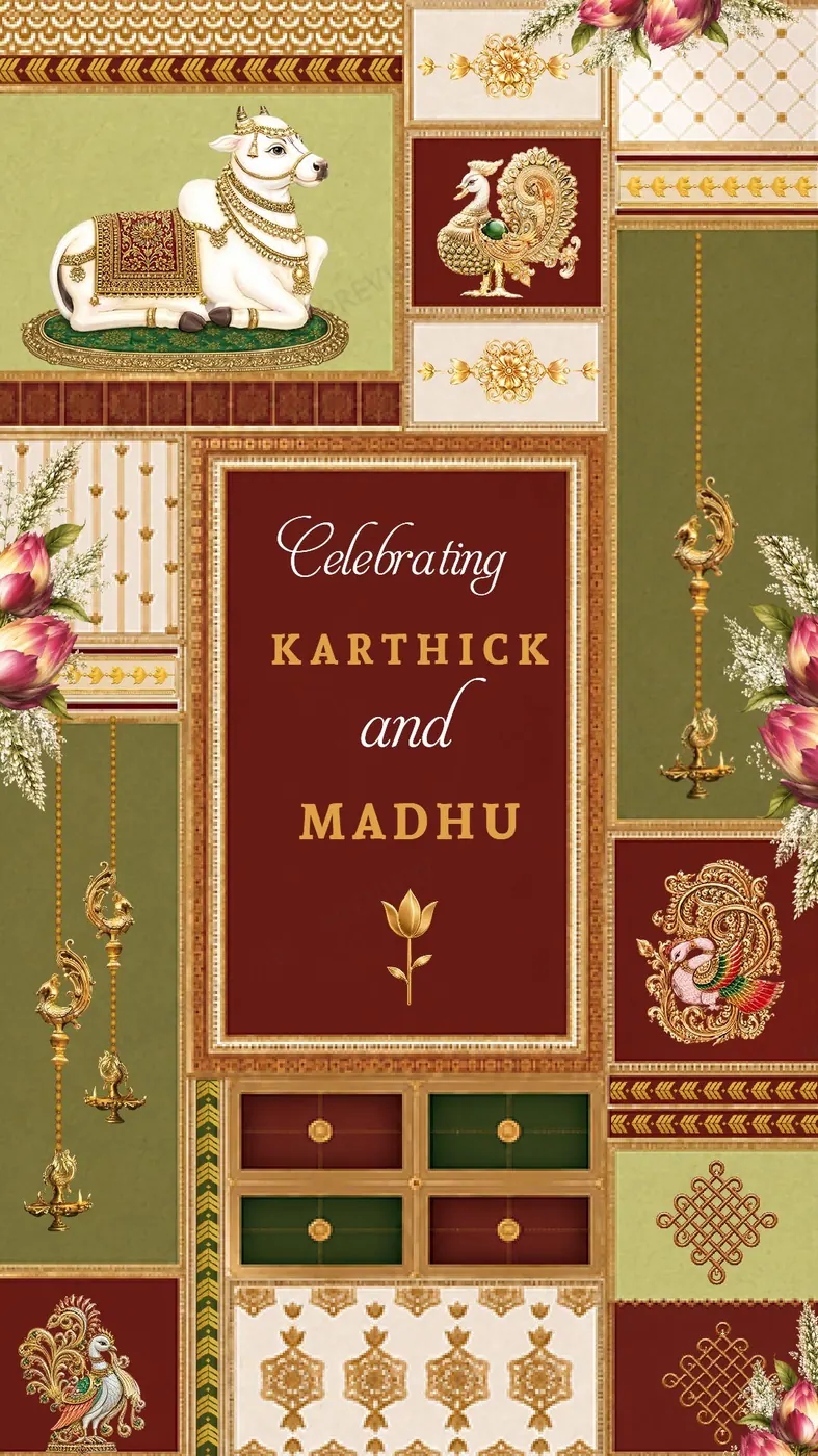 South Indian Elegant — Wedding invitation design, South Indian