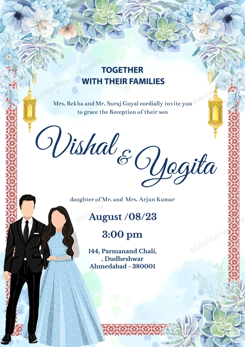 Celebration A4 Reception — Reception invitation design, Pan-Indian
