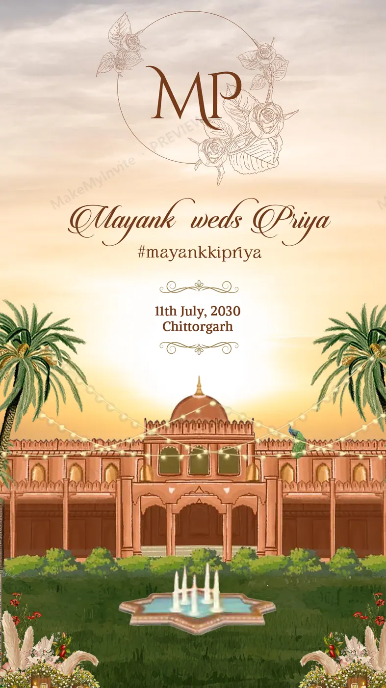 Sandstone Sunset — Wedding invitation design, Rajasthani