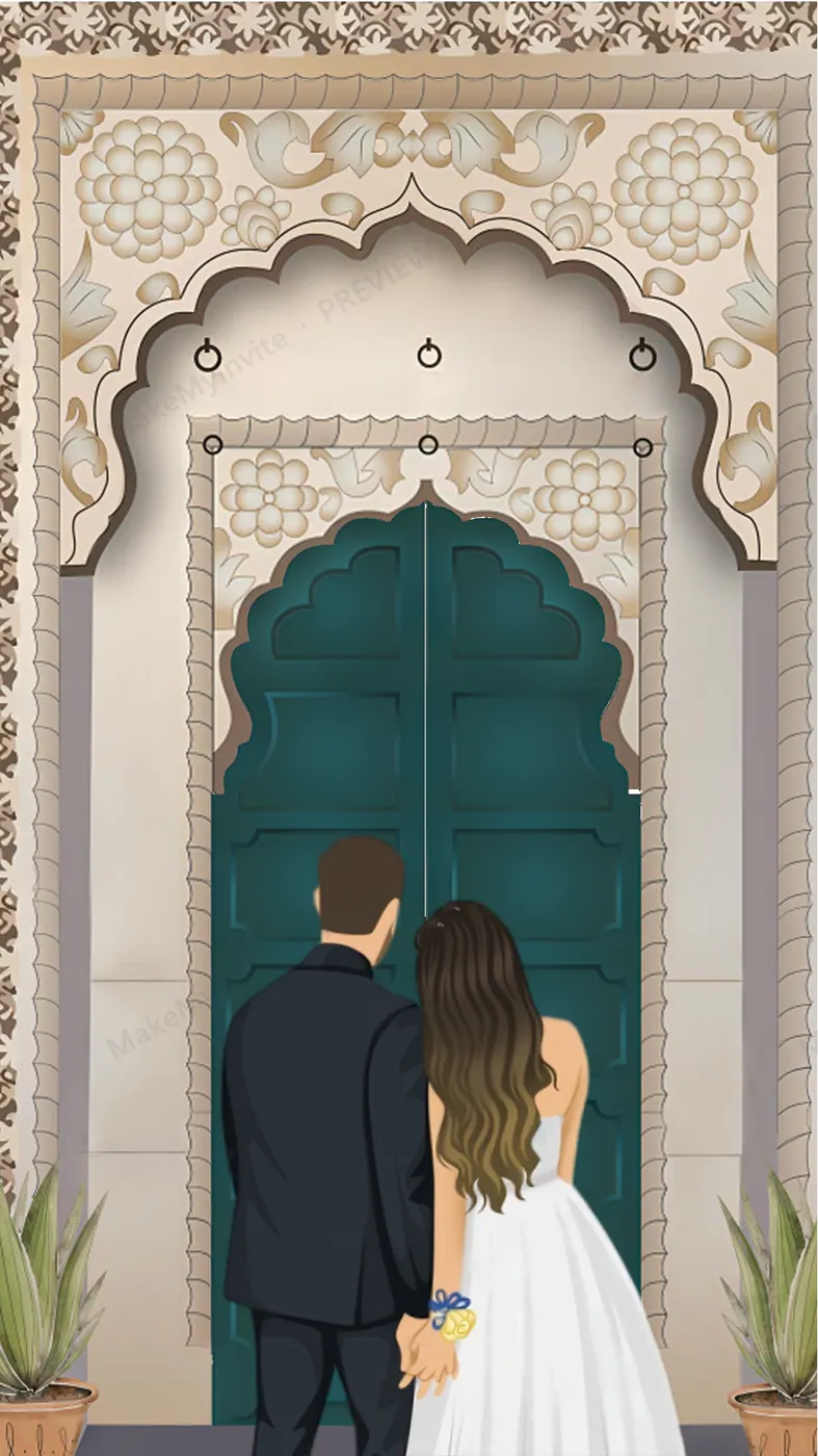 Teal Doors — Wedding invitation design, Pan-Indian