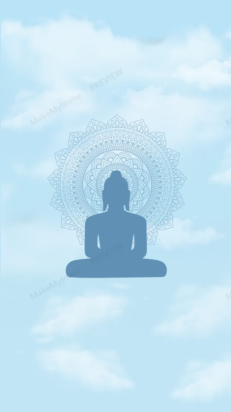 Blue Buddha — Wedding invitation design, Buddhist