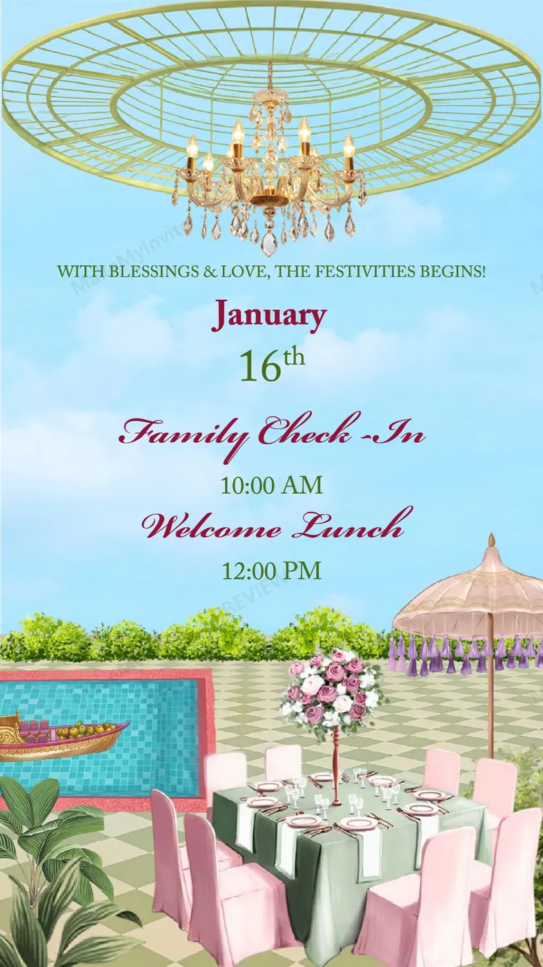 Destination Itinerary — Wedding invitation design, Pan-Indian