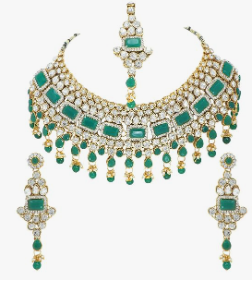 A close-up of a necklace and earrings

Description automatically generated