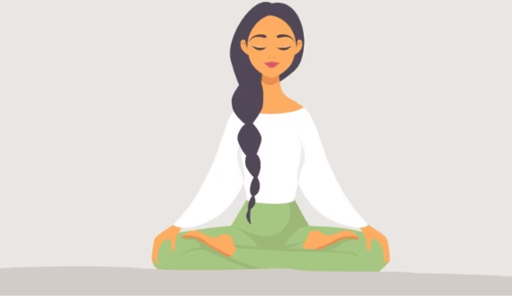 A person sitting in a yoga pose

Description automatically generated