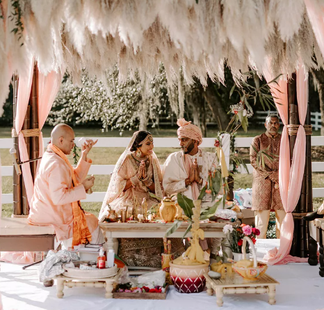 A group of people in traditional attire
Description automatically generated